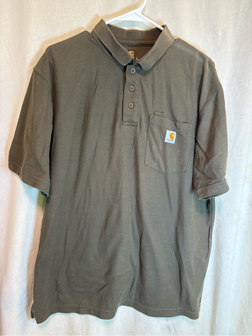 Carhartt Men's Polo Shirt L Olive Green Streetwear Classic Casual Outdoor